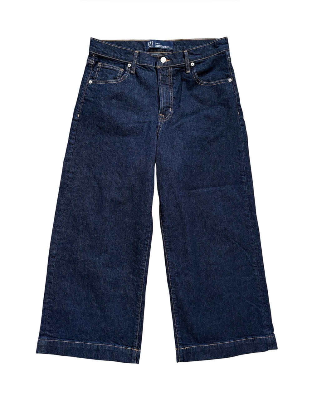 GAP High Rise Wide Leg Cropped Jeans Dark Wash Size 14/32R